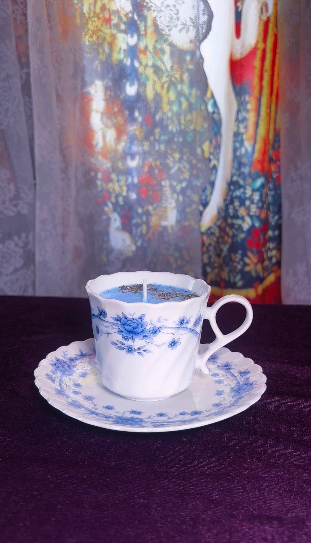 'Evil Eye Removal' Spell Candle - Antique Tea Cup Set