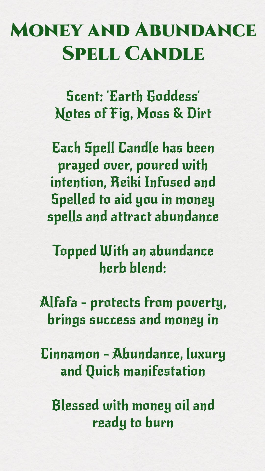 'Earth Goddess' Money & Abundance Spell Candle