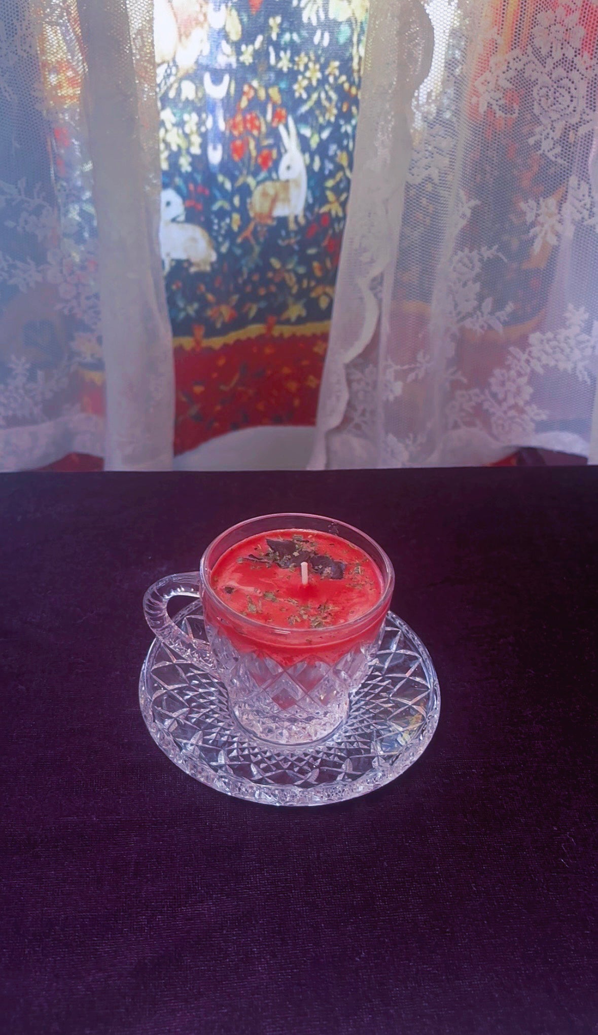 'Love Me' Spell Candle - Antique Crystal Tea Cup Set