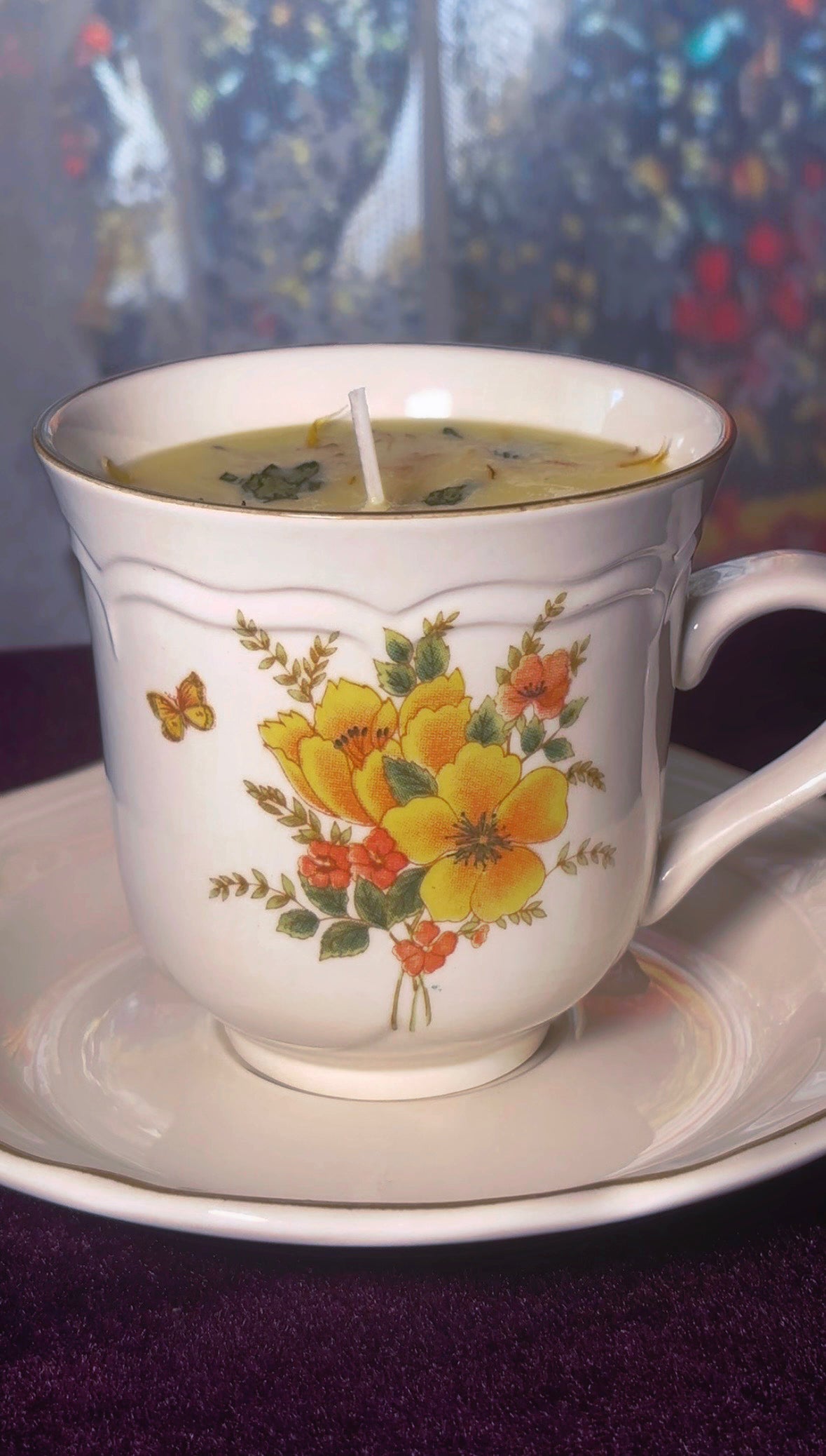 'Illumination' Spell Candle - Antique Tea Cup Set