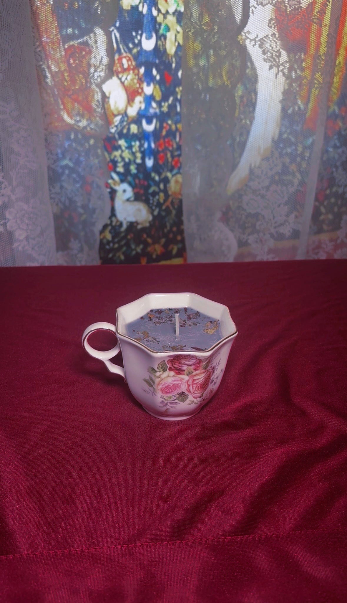 'Dark Feminine' Protection Spell Candle - Antique Tea Cup