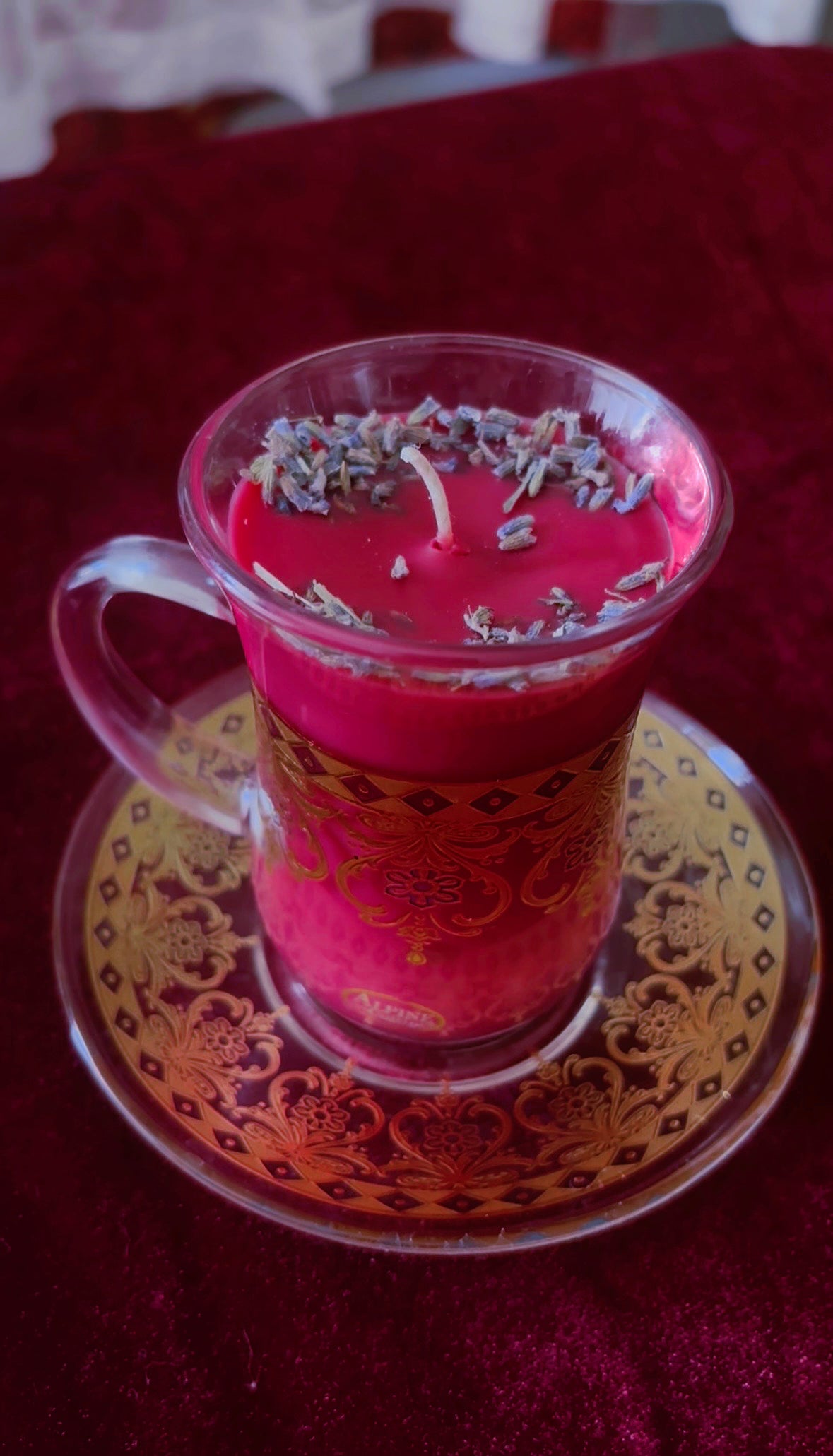 'Blood Moon Maiden' Crystal Teacup Set Candle