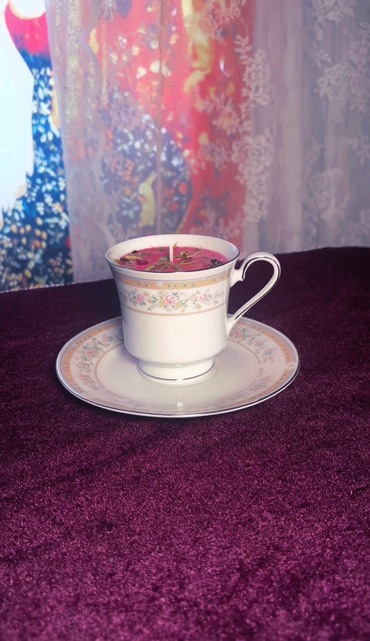 'Enchanted Beauty' Spell Candle - Antique Tea Cup Set