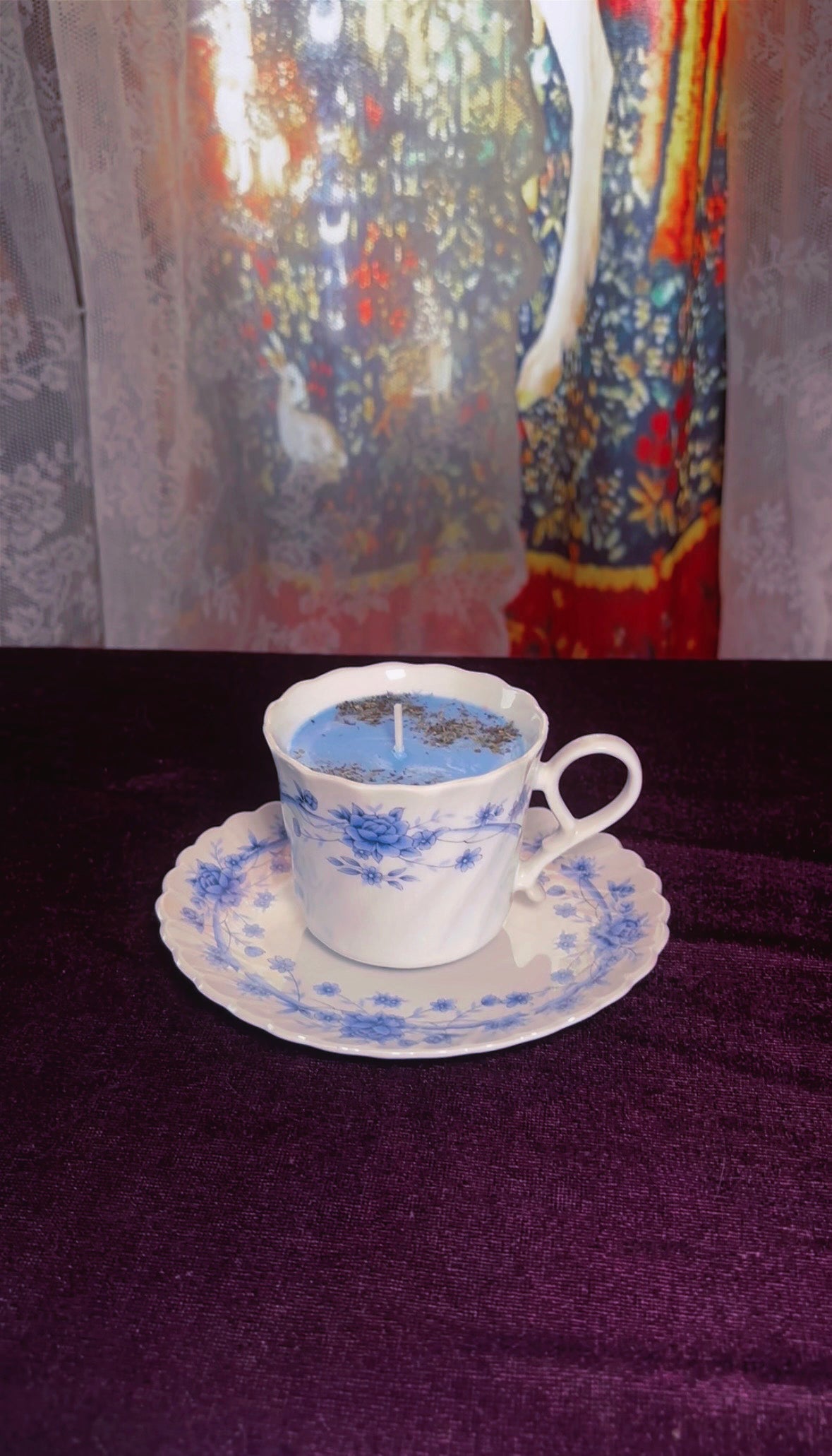 'Evil Eye Removal' Spell Candle - Antique Tea Cup Set