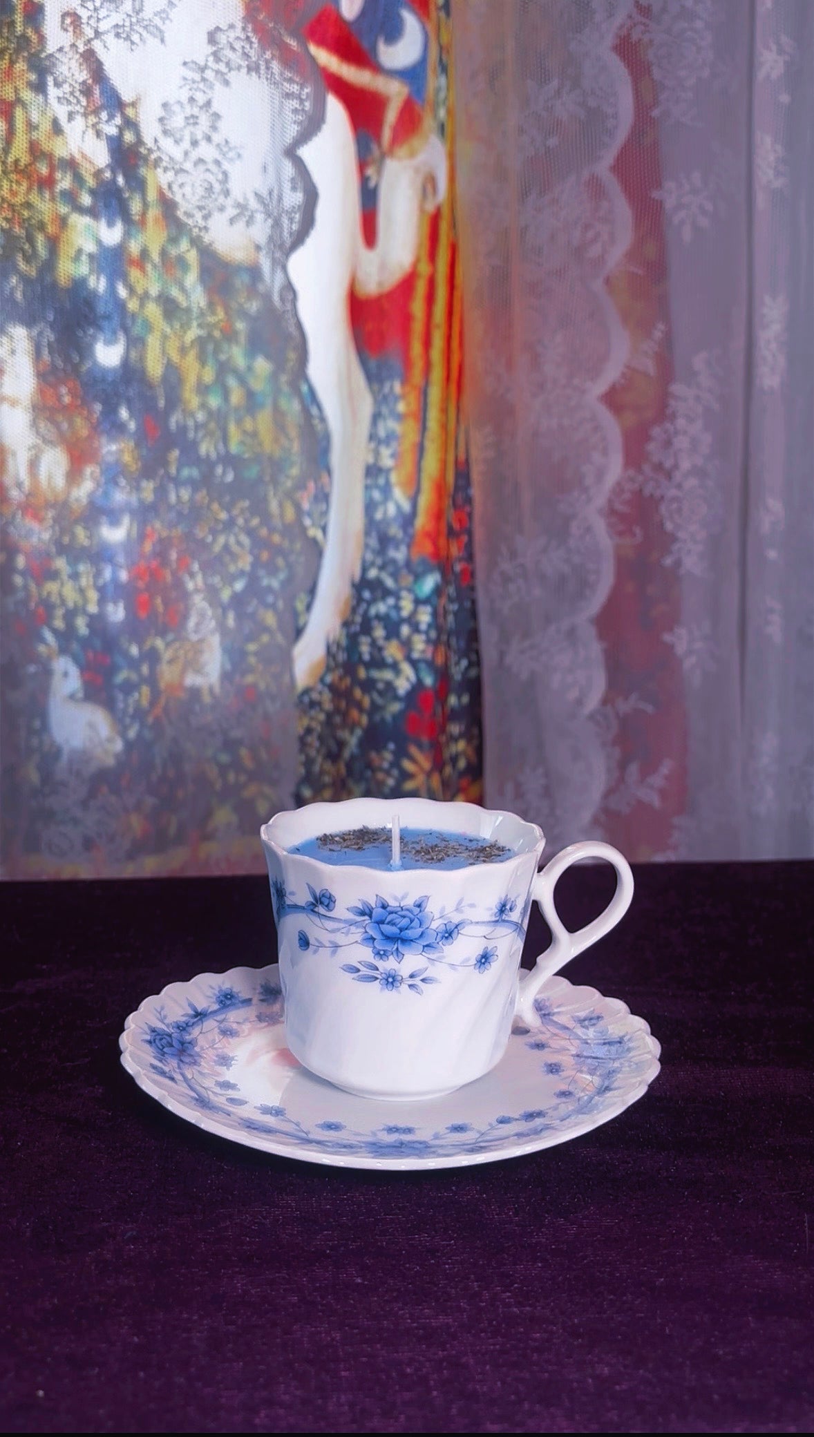 'Evil Eye Removal' Spell Candle - Antique Tea Cup Set