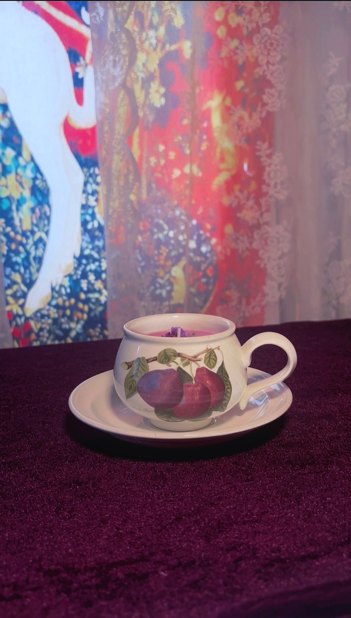 'Intuition' Spell Candle - Antique Tea Cup Set