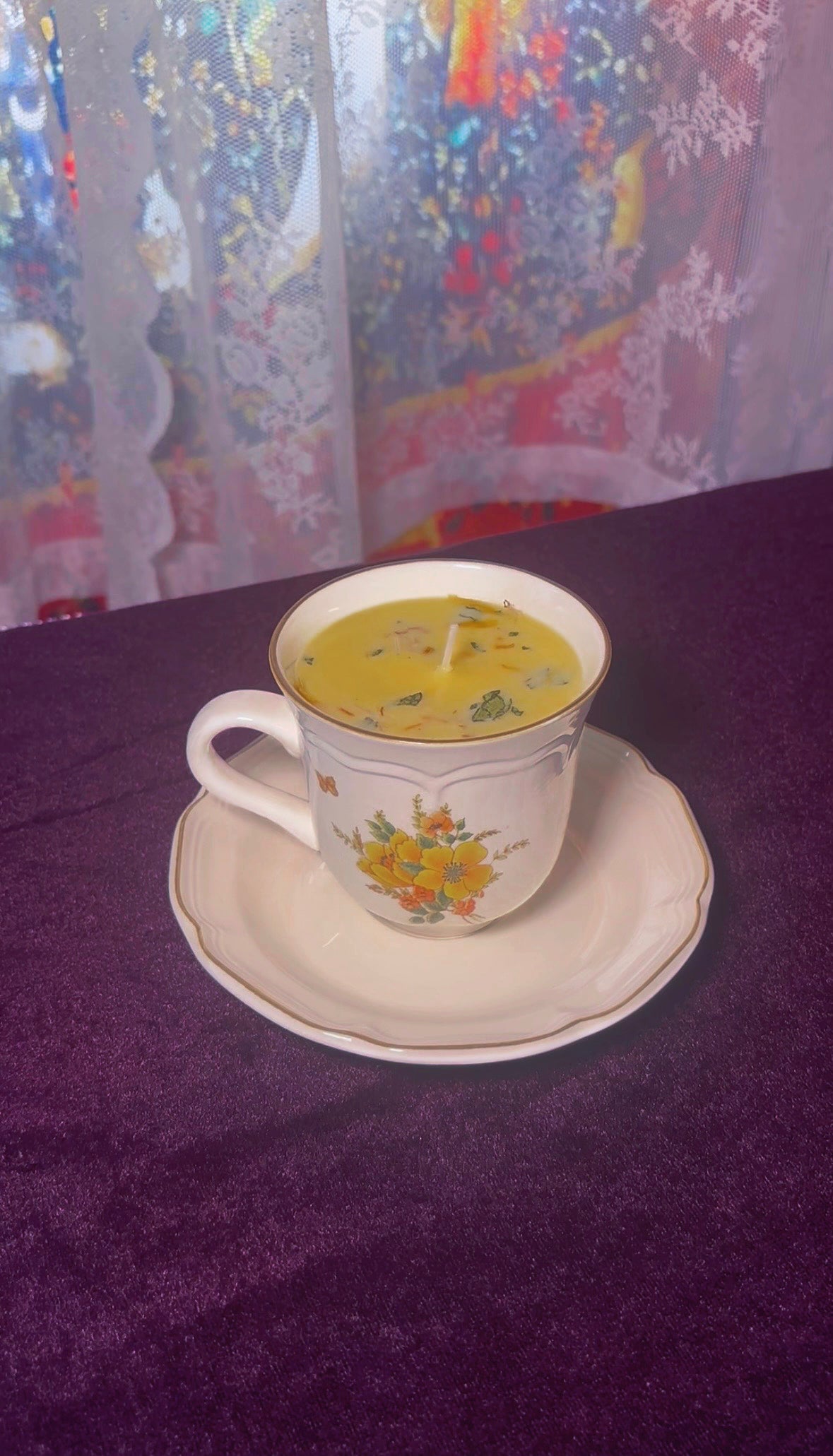 'Illumination' Spell Candle - Antique Tea Cup Set