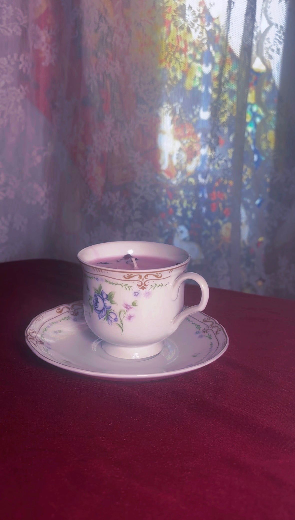 'Ethereal Beauty' Spell Candle - Antique Tea Cup Set