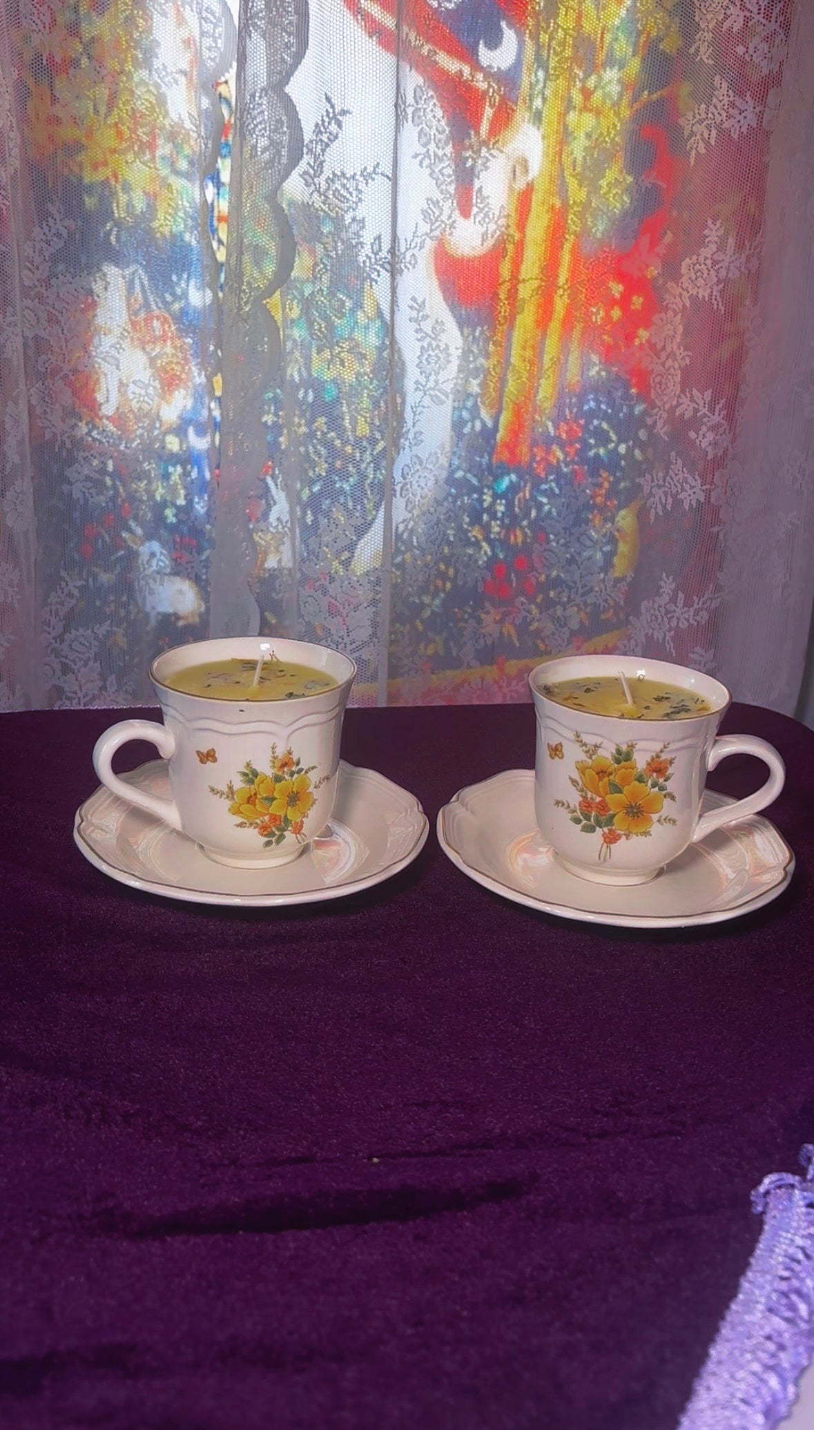 'Illumination' Spell Candle - Antique Tea Cup Set