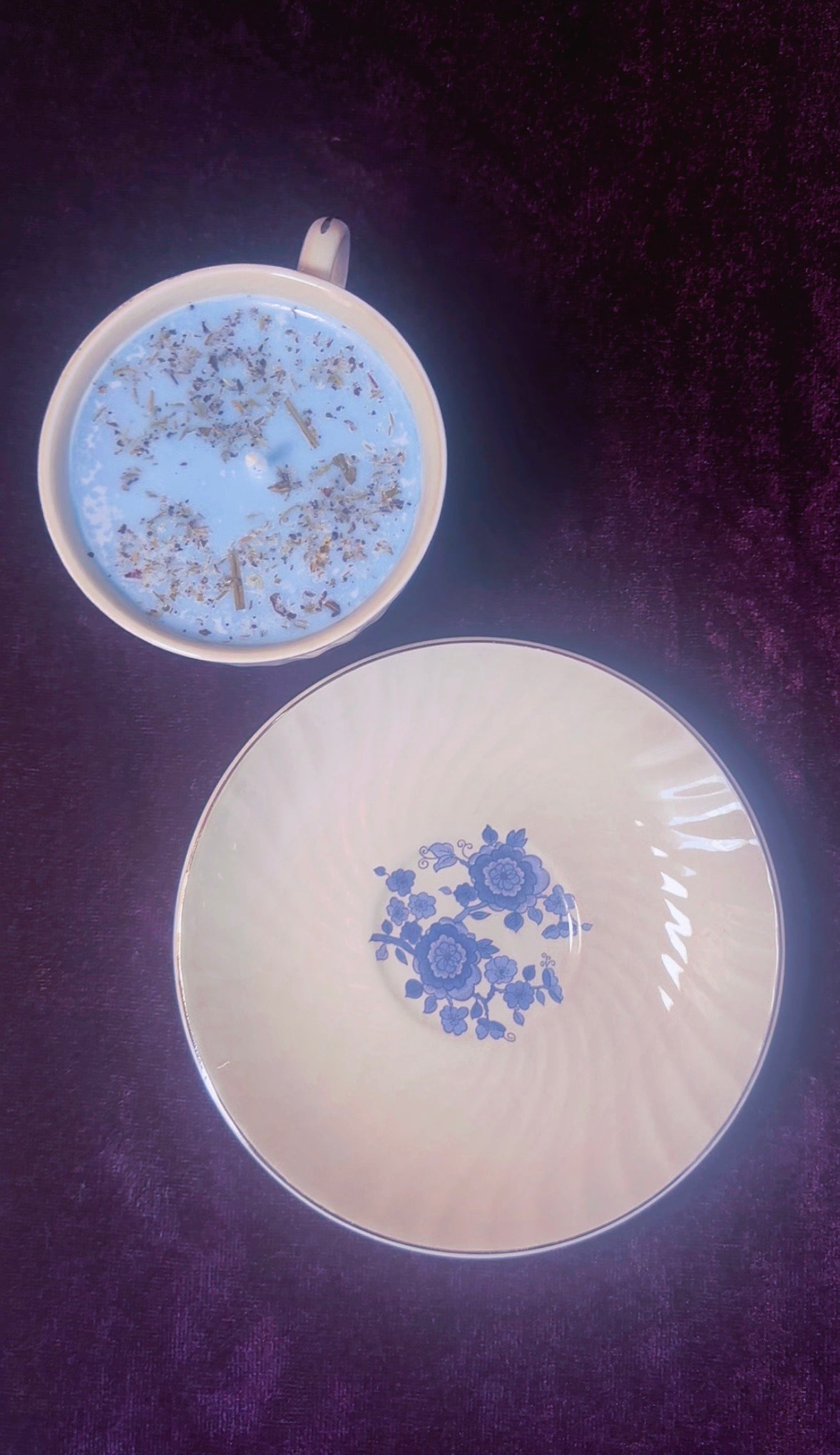 'Evil Eye Removal' Spell Candle - Antique Tea Cup Set
