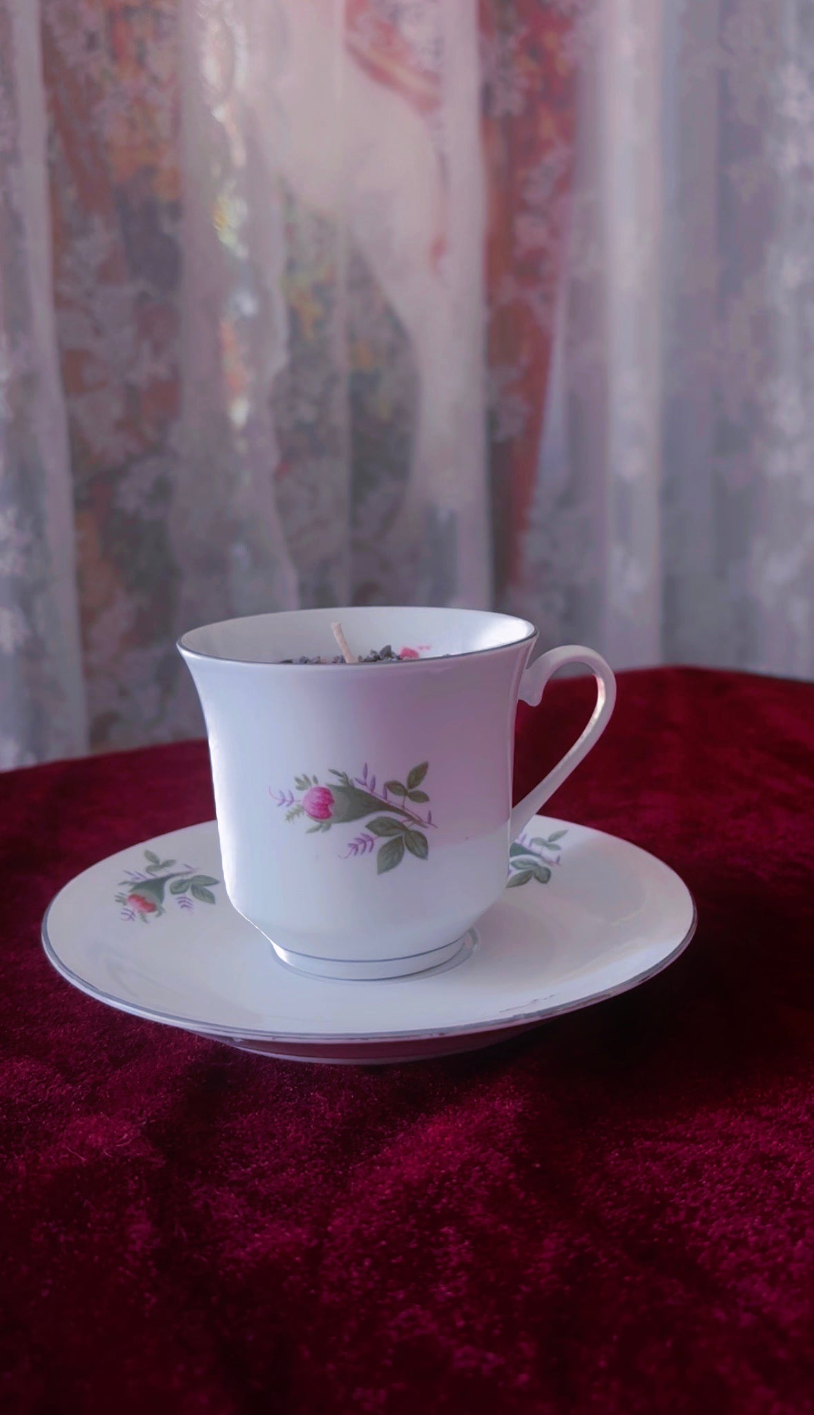 'Blood Moon Maiden' Antique Teacup Set Candle