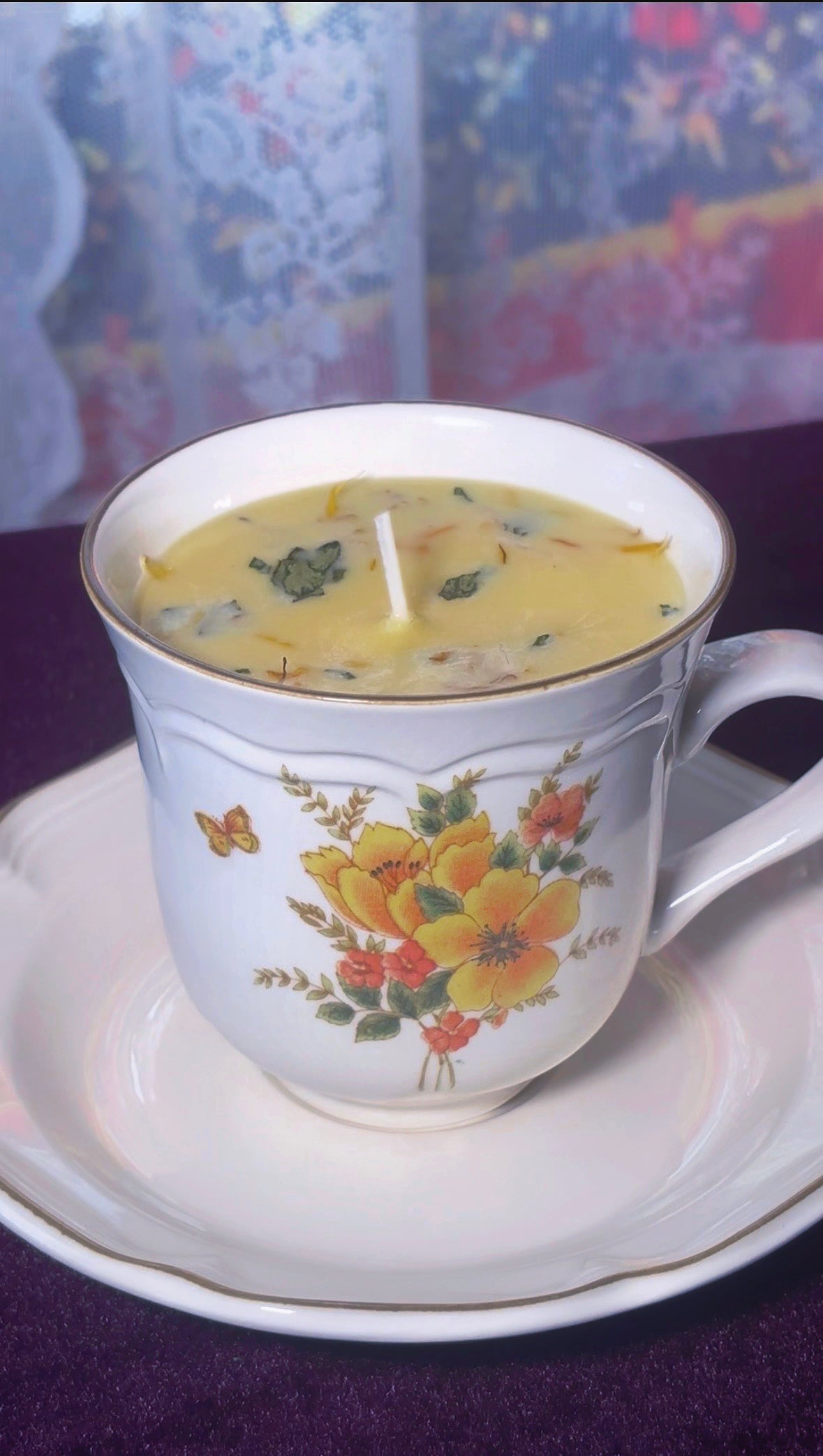 'Illumination' Spell Candle - Antique Tea Cup Set