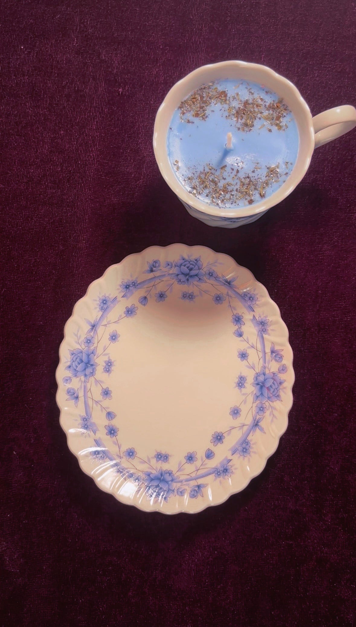 'Evil Eye Removal' Spell Candle - Antique Tea Cup Set