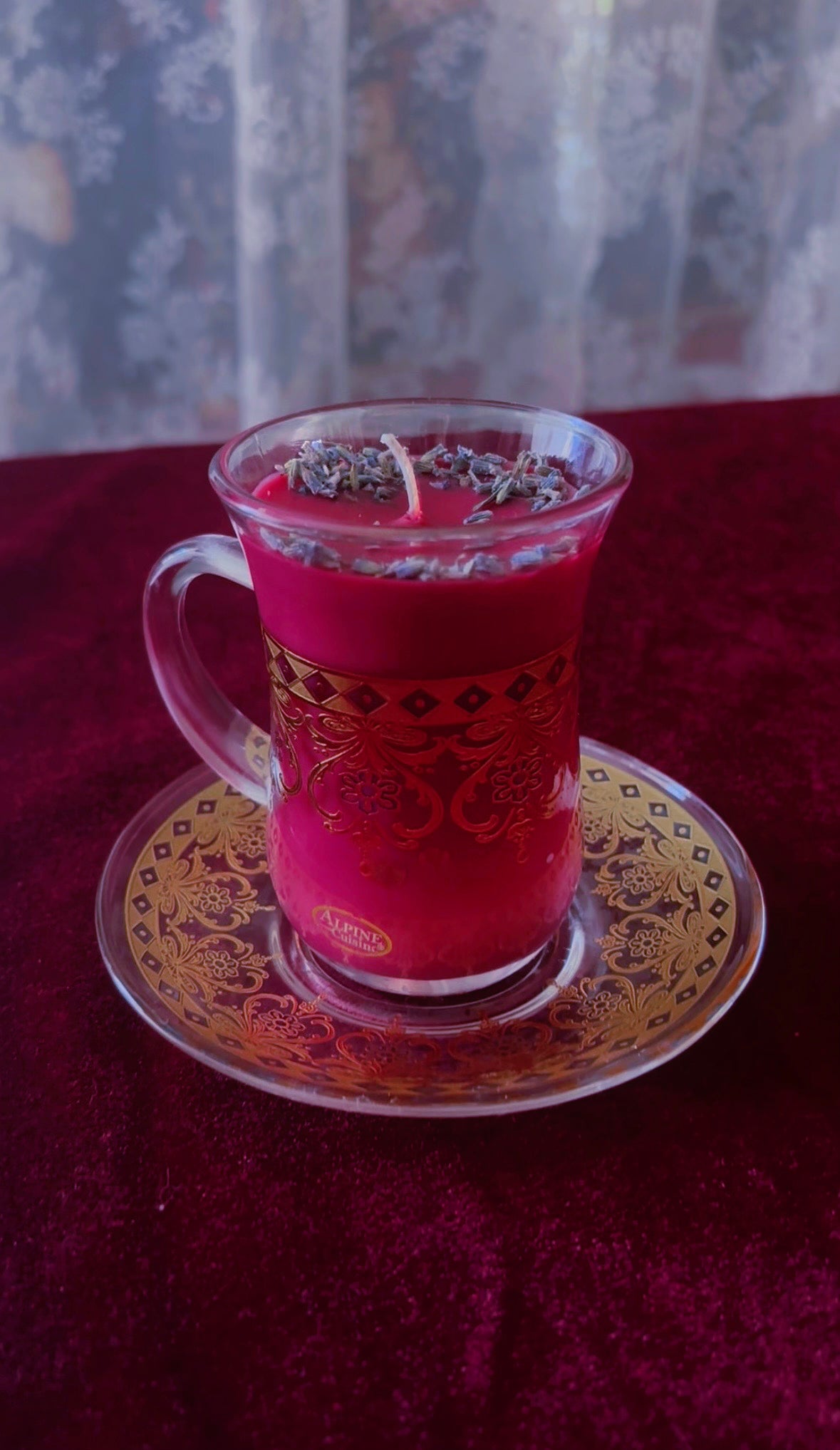 'Blood Moon Maiden' Crystal Teacup Set Candle