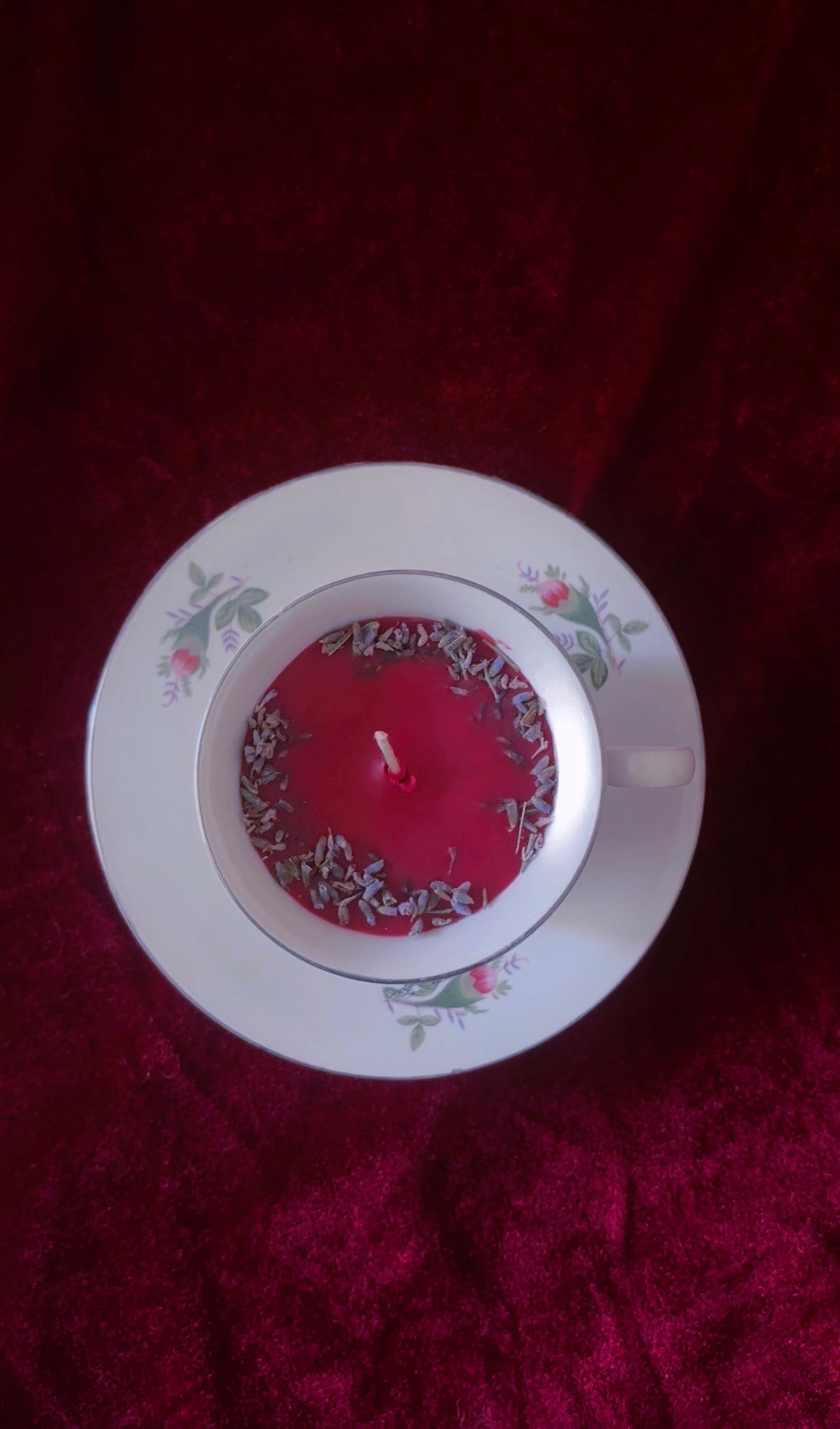'Blood Moon Maiden' Antique Teacup Set Candle