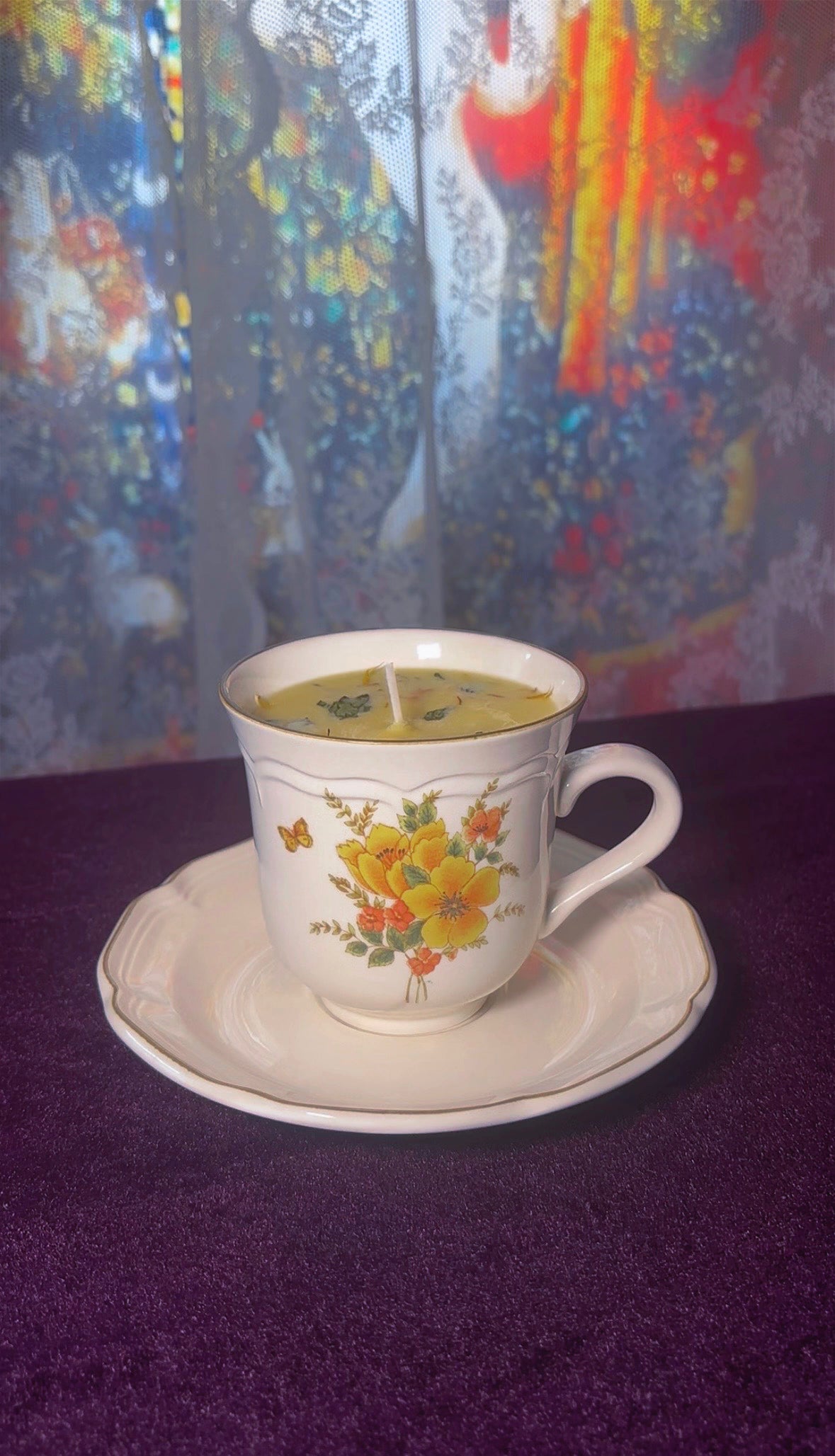 'Illumination' Spell Candle - Antique Tea Cup Set