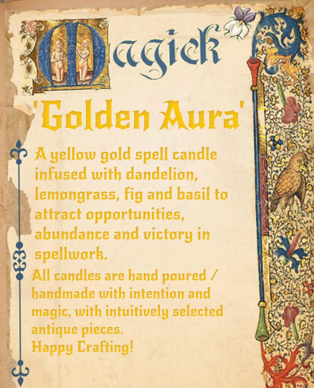 'Golden Aura' Spell Candle - Antique Tea Set