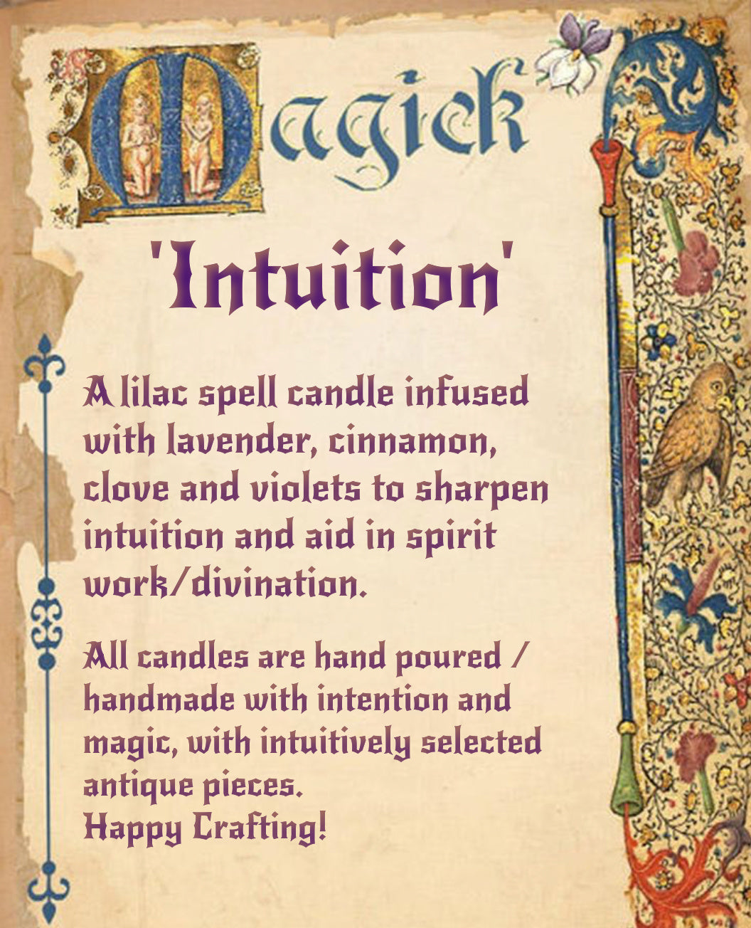 'Intuition' Spell Candle - Antique Tea Cup Set