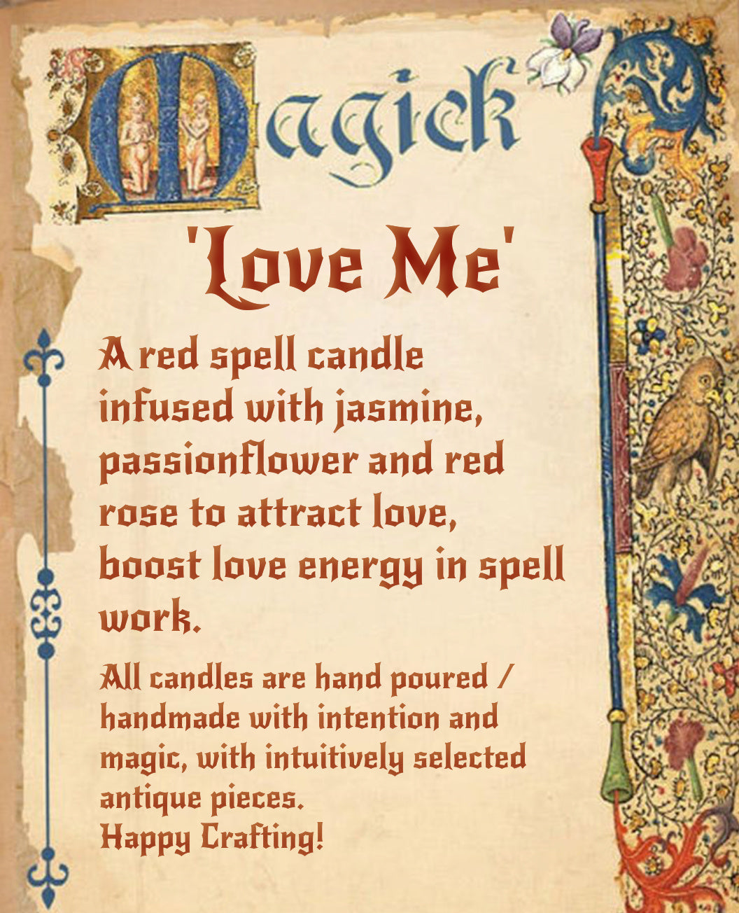 'Love Me' Spell Candle - Antique Candle Jar